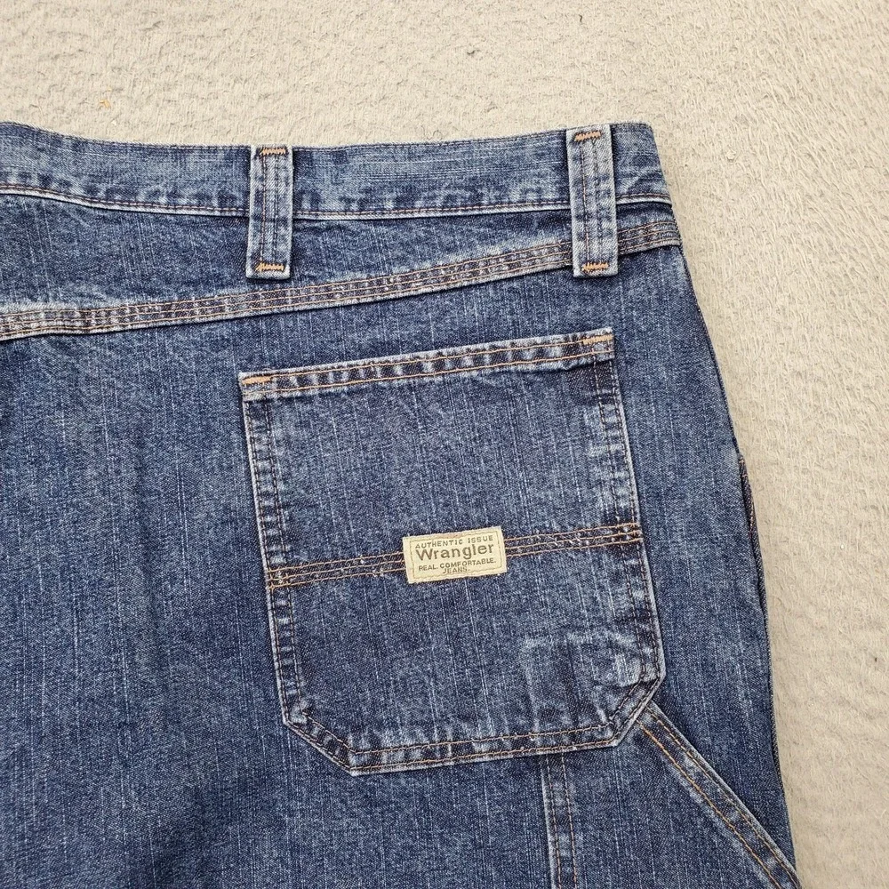 Wrangler Carpenter Shorts Mens 48‎ Blue Dungarees Loose Fit High Rise Flat Front